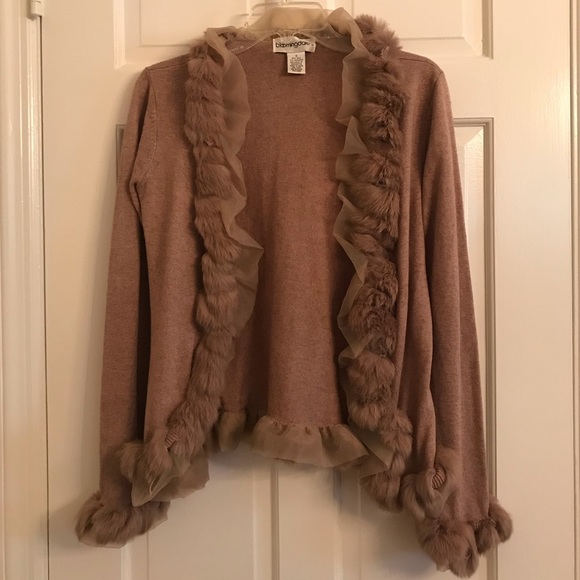 Gorgeous silk/cashmere/fur Bloomingdales cardigan